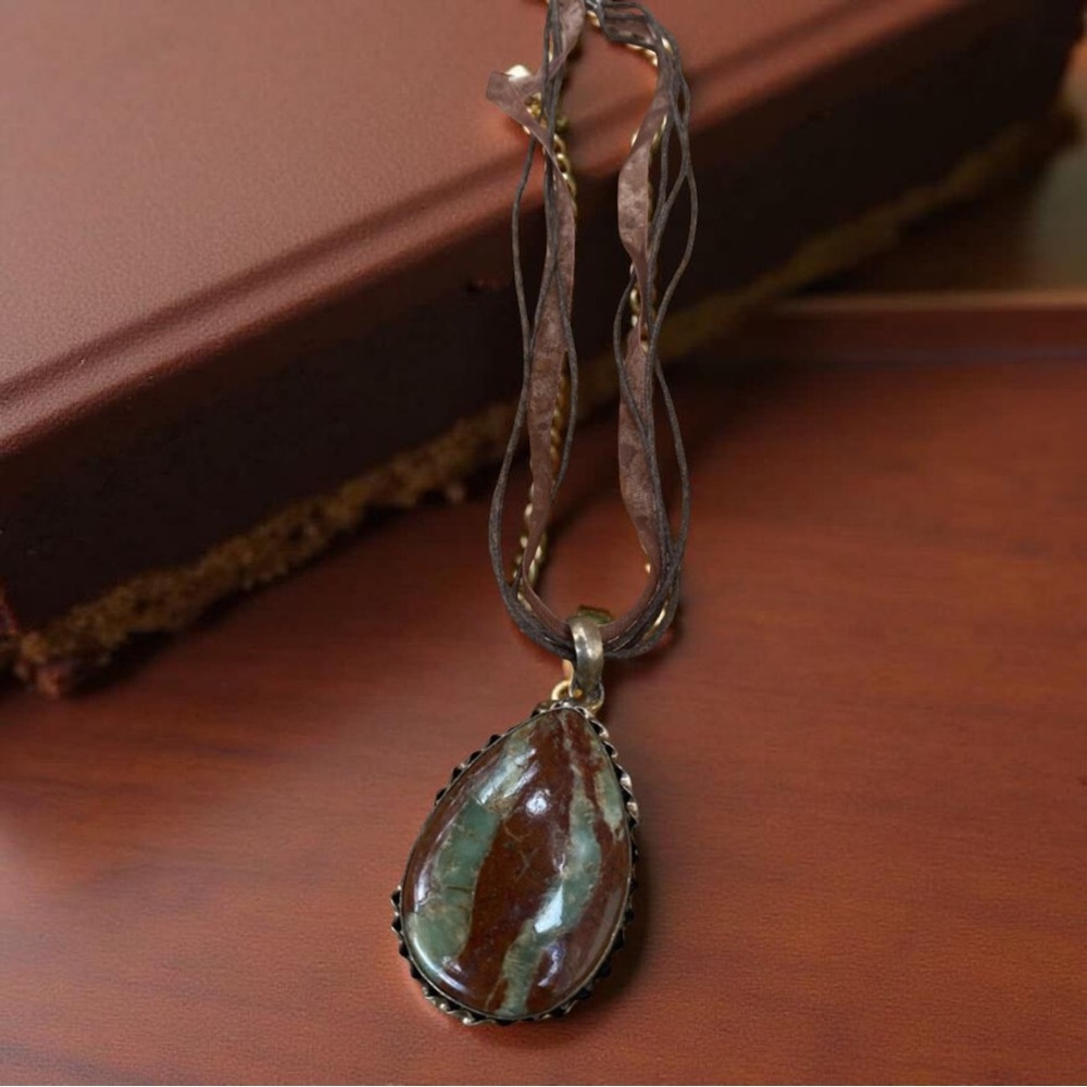 Rare Sonora Sunset Chrysocolla Cuprite Statement Pendant Genuine 925 Silver Boho